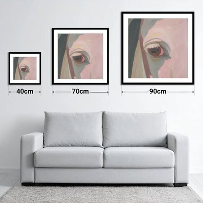 A Gentle Gaze - size guide showing 40cm, 70cm and 90cm art prints