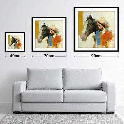 Unspoken Bond - size guide showing 40cm, 70cm and 90cm art prints