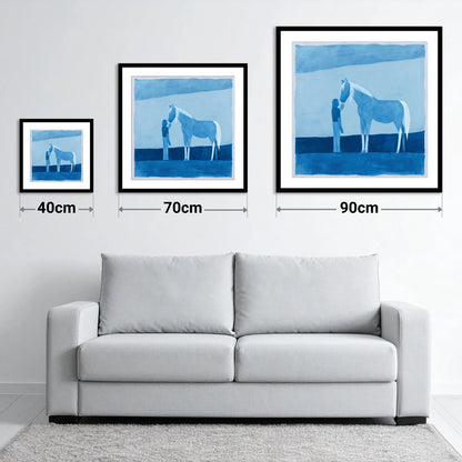 Cerulean Bond - size guide showing 40cm, 70cm and 90cm art prints