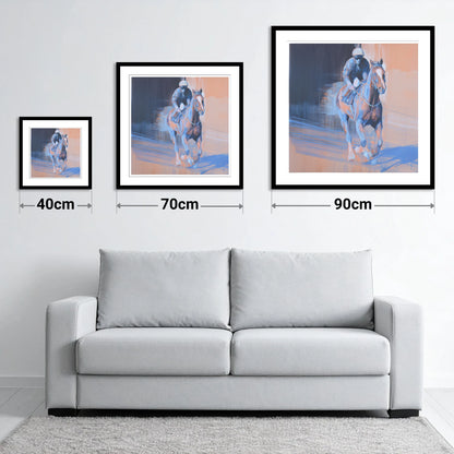 Shadows on the Track - size guide showing 40cm, 70cm and 90cm art prints