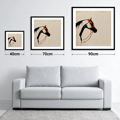 Rust and Ink Silhouette - size guide showing 40cm, 70cm and 90cm art prints
