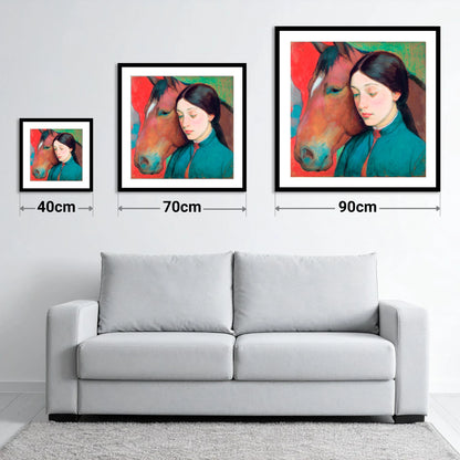 Silent Devotion - size guide showing 40cm, 70cm and 90cm art prints