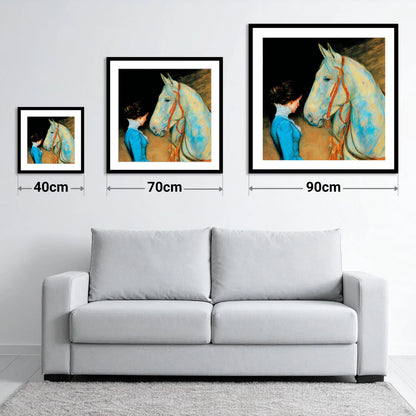 Cerulean Connection - size guide showing 40cm, 70cm and 90cm art prints