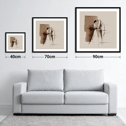 Silent Devotion - size guide showing 40cm, 70cm and 90cm art prints