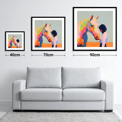 Vivid Connection - size guide showing 40cm, 70cm and 90cm art prints