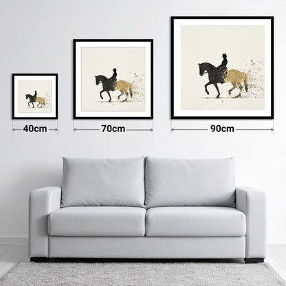 The Golden Passage - size guide showing 40cm, 70cm and 90cm art prints