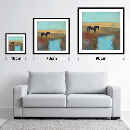 Silent Waters - size guide showing 40cm, 70cm and 90cm art prints