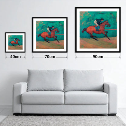 Rhythm in Emerald - size guide showing 40cm, 70cm and 90cm art prints