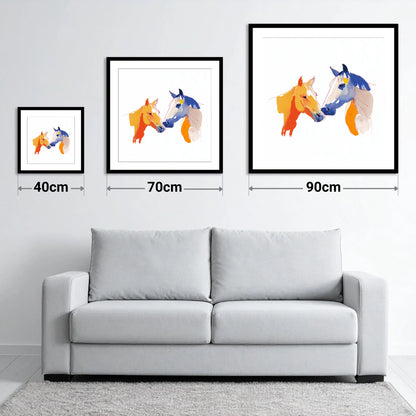 Vibrant Equine Bond - size guide showing 40cm, 70cm and 90cm art prints