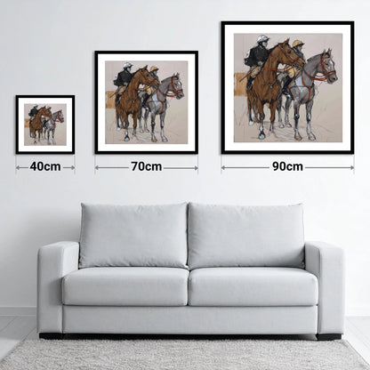 Waiting for the Off - size guide showing 40cm, 70cm and 90cm art prints