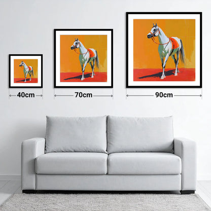 Sunlit Grey Arabian - size guide showing 40cm, 70cm and 90cm art prints