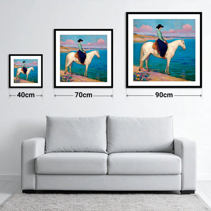 Coastal Reverie - size guide showing 40cm, 70cm and 90cm art prints