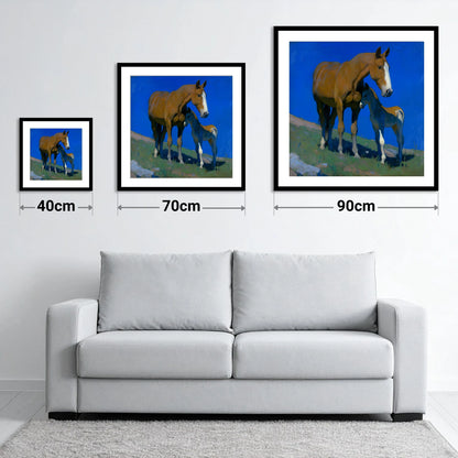 Under the Cobalt Sky - size guide showing 40cm, 70cm and 90cm art prints
