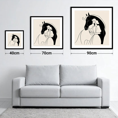 The Unspoken Bond - size guide showing 40cm, 70cm and 90cm art prints