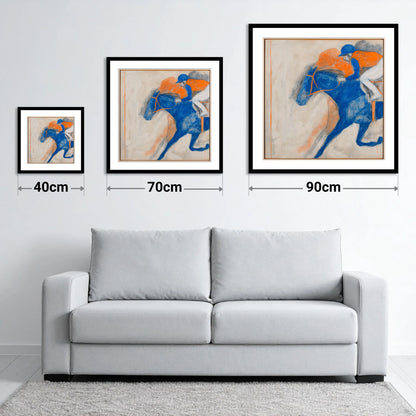 Cobalt Surge - size guide showing 40cm, 70cm and 90cm art prints