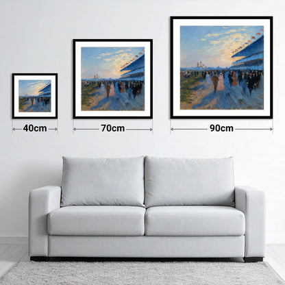 Evening at the Races - size guide showing 40cm, 70cm and 90cm art prints