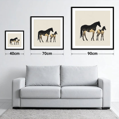 Gilded Midnight Bond - size guide showing 40cm, 70cm and 90cm art prints