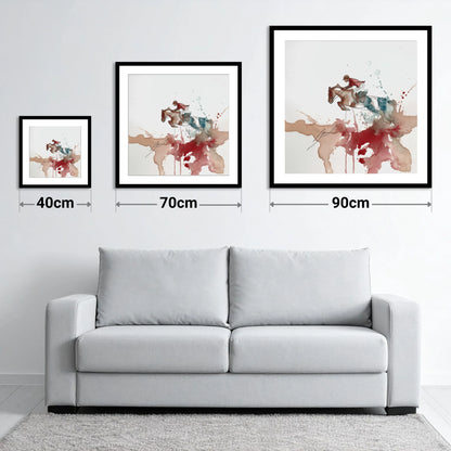 Crimson Flight - size guide showing 40cm, 70cm and 90cm art prints