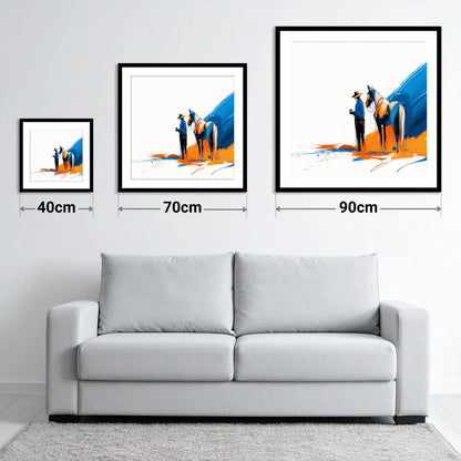 Bold Western Bond - size guide showing 40cm, 70cm and 90cm art prints
