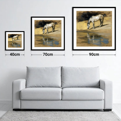 Quiet Waters Reflection - size guide showing 40cm, 70cm and 90cm art prints