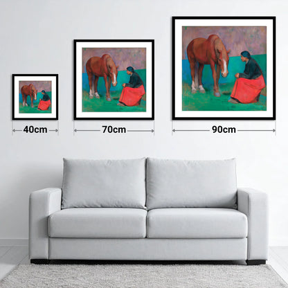 The Silent Dialogue - size guide showing 40cm, 70cm and 90cm art prints