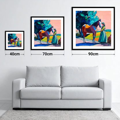 Painted Bond - size guide showing 40cm, 70cm and 90cm art prints