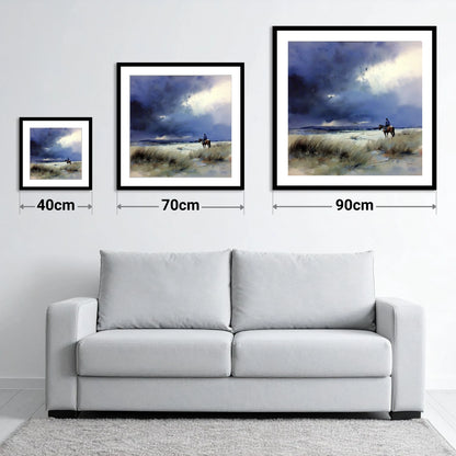 Before the Storm - size guide showing 40cm, 70cm and 90cm art prints