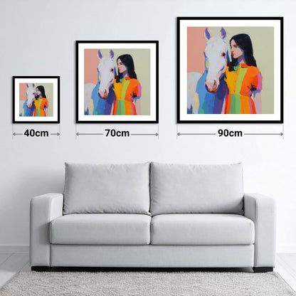 Vibrant Harmony - size guide showing 40cm, 70cm and 90cm art prints