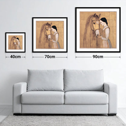 Quiet Connection - size guide showing 40cm, 70cm and 90cm art prints