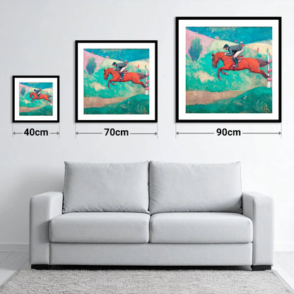 Flight Over Emerald Hills - size guide showing 40cm, 70cm and 90cm art prints