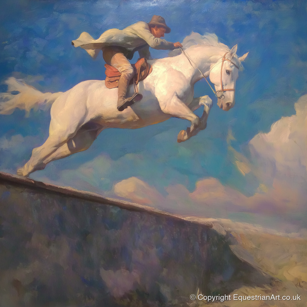 Skyward Bound - show jumping horse art print and canvas by Alistair Rhodes A.I