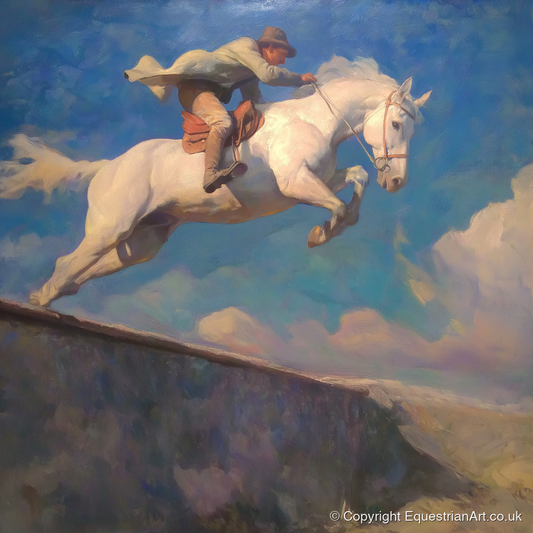 Skyward Bound - show jumping horse art print and canvas by Alistair Rhodes A.I