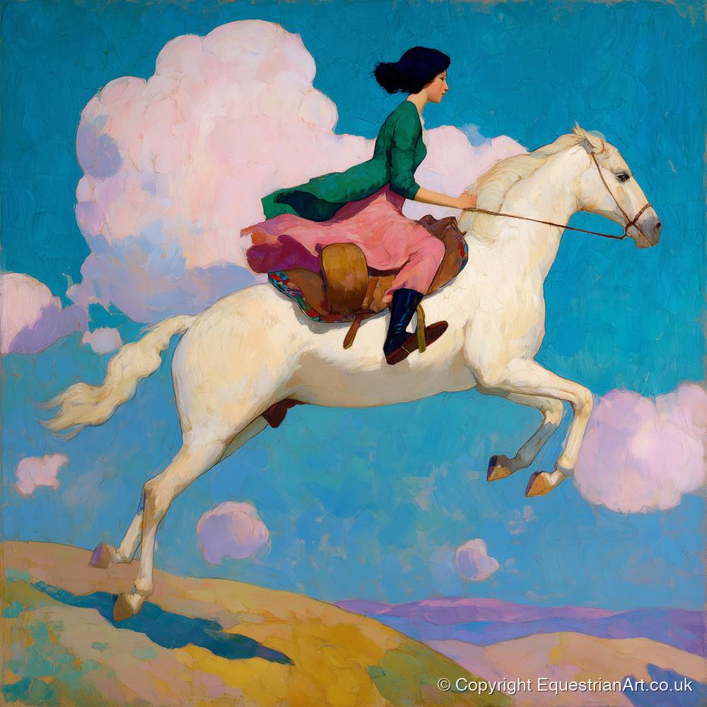 Skyward Bound - show jumping horse art print and canvas by Aldous Trent A.I