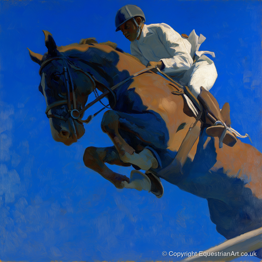 Skyward Bound - show jumping horse art print and canvas by Percival Kent A.I