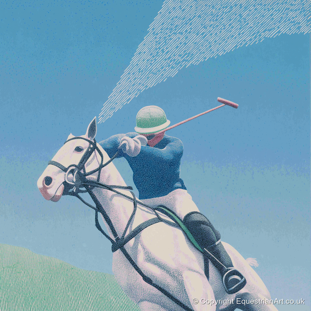 Skyward Swing - polo horse art print and canvas by Simon Whitlock A.I