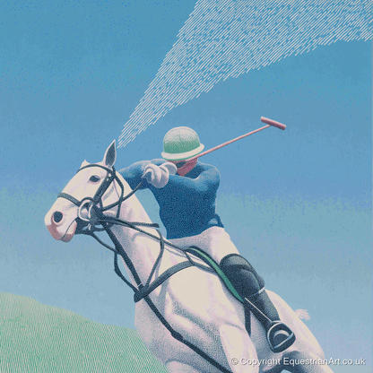 Skyward Swing - polo horse art print and canvas by Simon Whitlock A.I