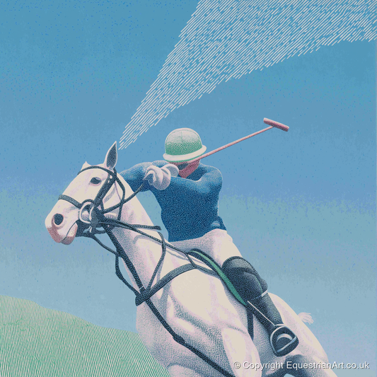 Skyward Swing - polo horse art print and canvas by Simon Whitlock A.I