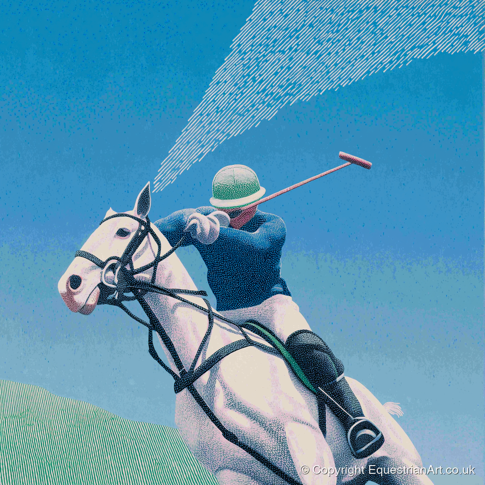 Skyward Swing - polo horse art print and canvas by Simon Whitlock A.I