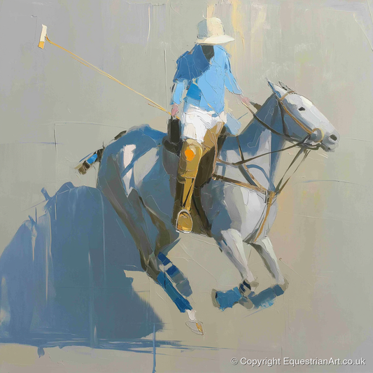 Slate Blue Chukka - polo horse art print and canvas by Elias Thorne A.I