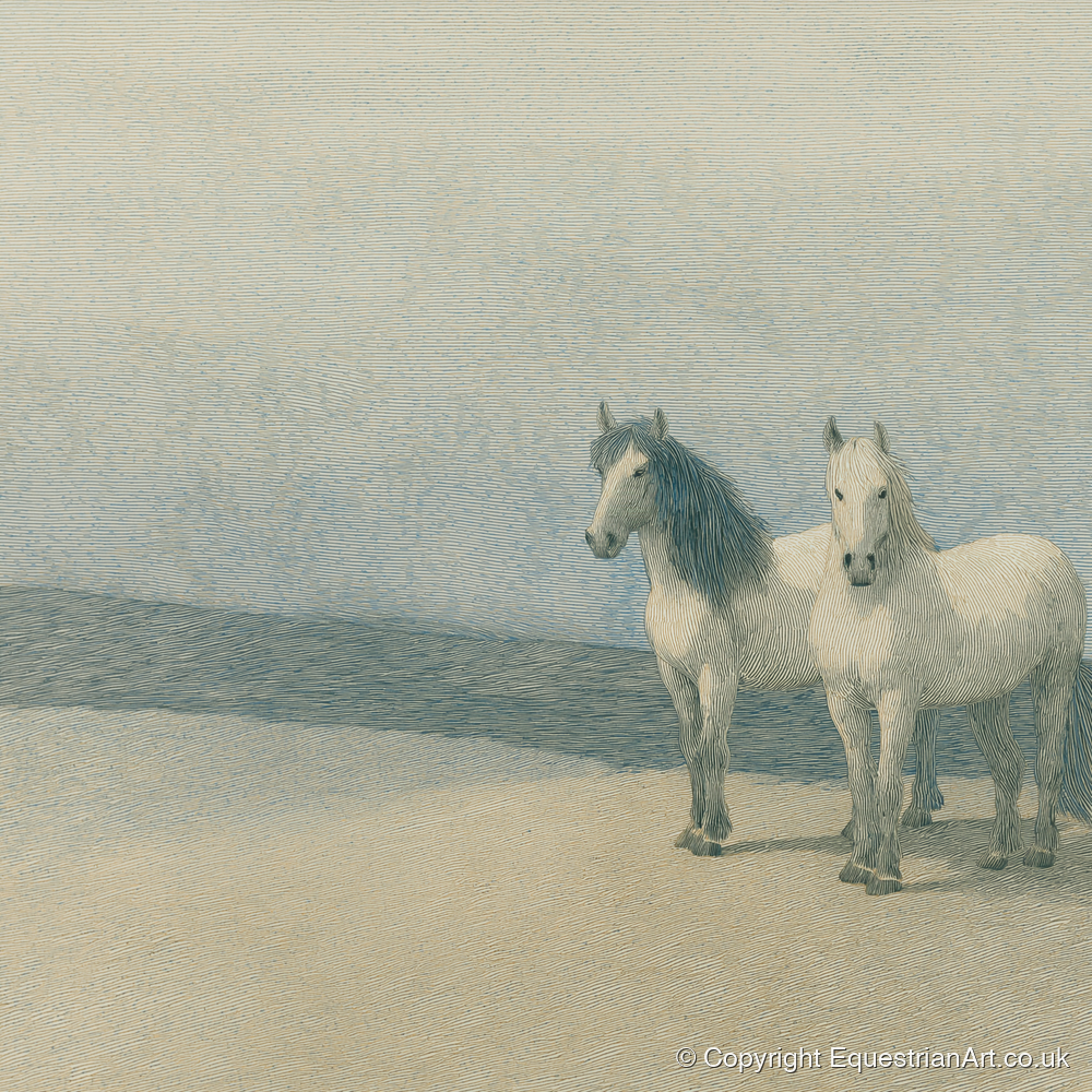 Slate Blue Companions - horse landscape art print and canvas by Arthur Sterling A.I