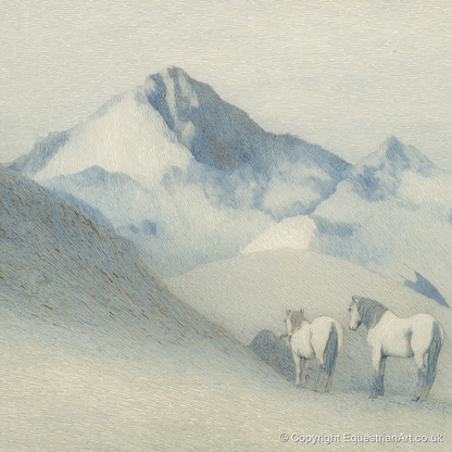Slate Blue Peaks - horse landscape art print and canvas by Arthur Sterling A.I