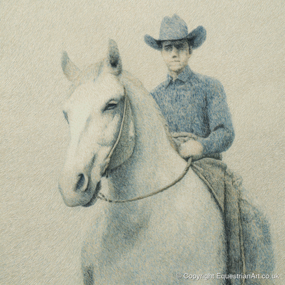 Slate Blue Stockman - western horse art print and canvas by Arthur Sterling A.I