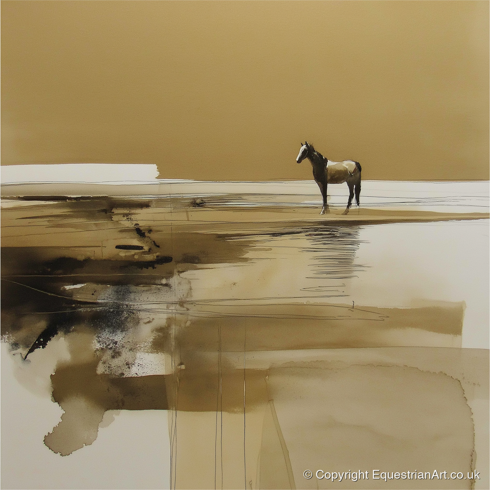 Solitary Horizon - horse landscape art print and canvas by Harrison Cole A.I