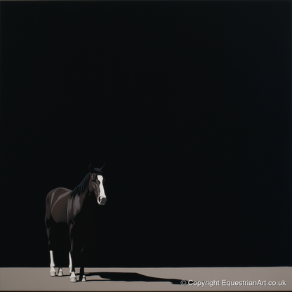 Solitary in Shadow - horse portrait art print and canvas by Adelaide Calloway A.I