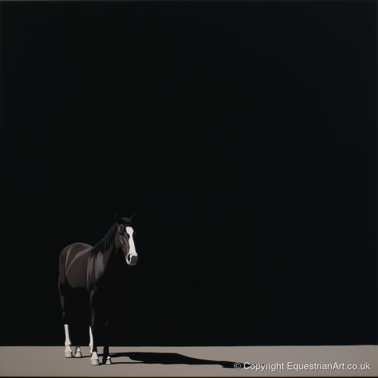 Solitary in Shadow - horse portrait art print and canvas by Adelaide Calloway A.I