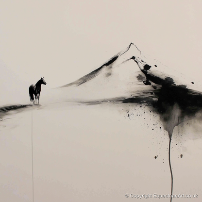 Solitary Mountain Silhouette - horse landscape art print and canvas by Alexander Blackwood A.I