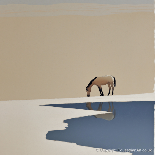 Solitary Reflection - horse landscape art print and canvas by Phillip Marbury A.I
