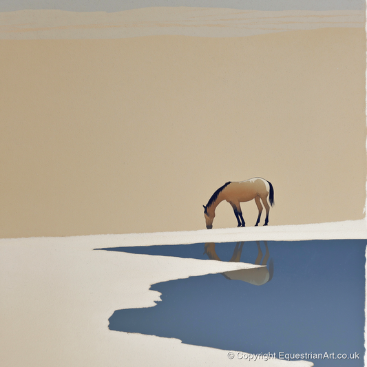 Solitary Reflection - horse landscape art print and canvas by Phillip Marbury A.I