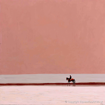 Solitary Rose Horizon - horse landscape art print and canvas by Catherine Mercer A.I