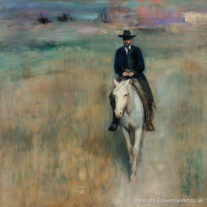 Solitary Trail Rider - western horse art print and canvas by Nathaniel Reed A.I